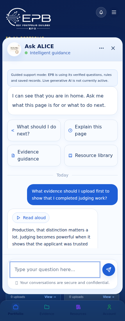 Ask Alice in the EPB app
