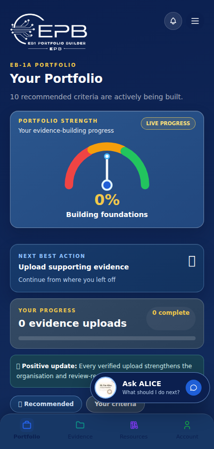EPB portfolio dashboard