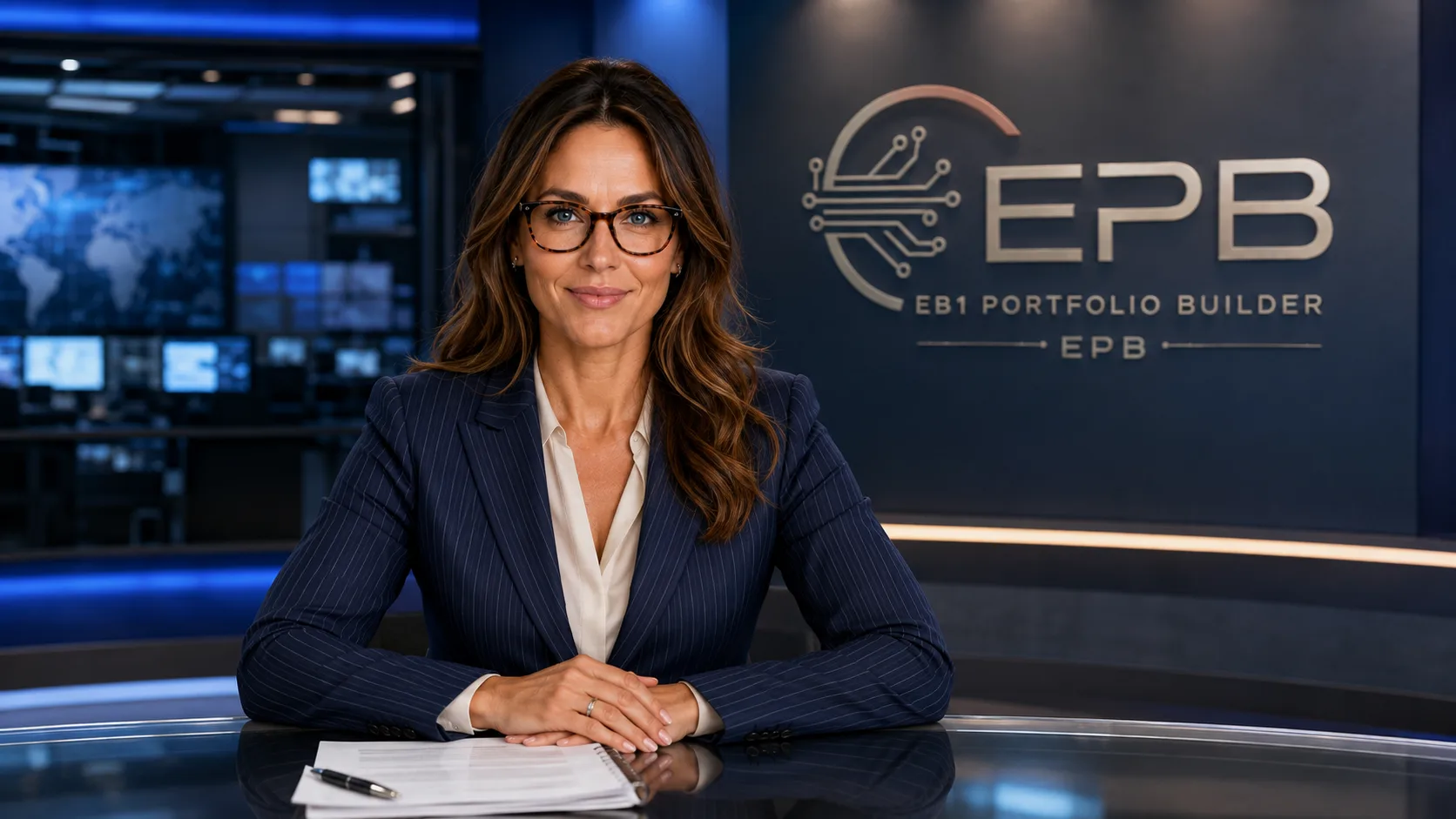 EPB news presenter in the EPB newsroom
